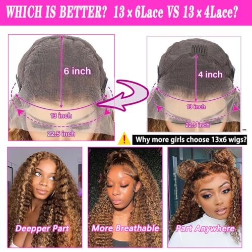 Trilumity Highlight Ombre 13X6 Honey Deep Wave Human Hair - Honey Blonde Hair Replacement Wig