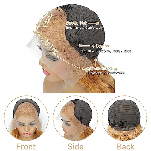 Trilumity Honey Blonde Front Body Wave Human Hair - Honey Blonde Hair Replacement Wig