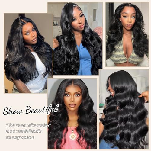 Trilumity Real 200 Density 13X6 Body Wave Human Hair - Natural Black Hair Replacement Wig