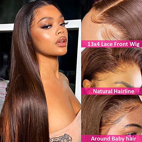 Trilumity 13X4 Chocolate Brown Body Wave Human Hair - Brown Hair Replacement Wig