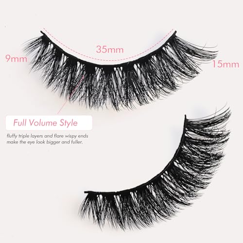Trilumity Fake Lash Strips Volume Cat Eye Faux Mink Fiber - Black False Lashes