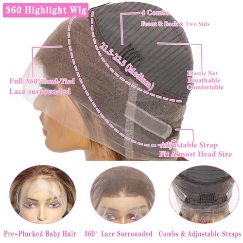 Trilumity 360 Full Lace Deep Wave Human Hair - Honey Blonde Hair Replacement Wig