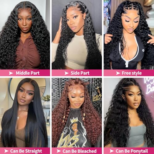 Trilumity 13X6 Water 200 Density Water Wave Human Hair - Natural Black Hair Replacement Wig