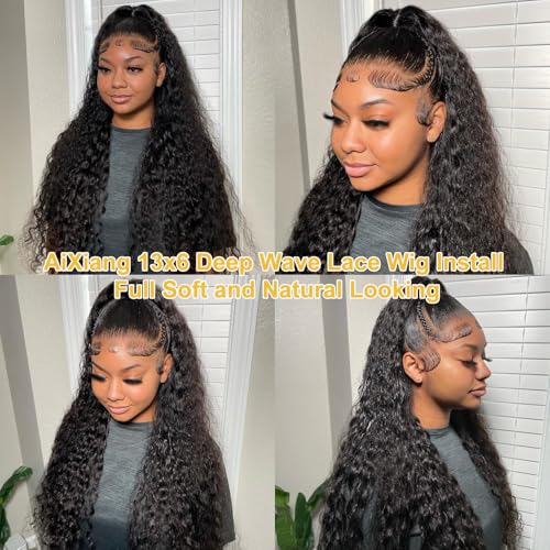Trilumity Glueless For Deep Wave Human Hair - Natural Black Hair Replacement Wig
