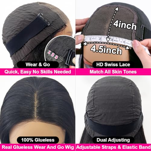 Trilumity Wear And Go Body Wave Human Hair - Natural Black Hair Replacement Wig