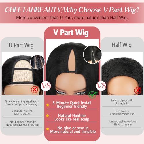 Trilumity V Part Glueless Body Wave Human Hair - Natural Black Hair Replacement Wig