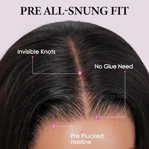 Trilumity 13X6 Front Pre Straight Human Hair - Natural Black Hair Replacement Wig