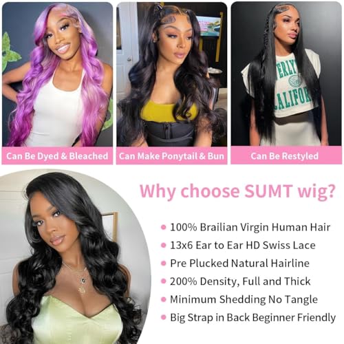 Trilumity 13X6 200 Density 13X6 Body Wave Human Hair - Natural Black Hair Replacement Wig
