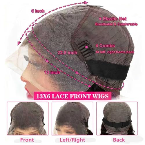 Trilumity 13X6 Front 220 Density Deep Wave Human Hair - Natural Black Hair Replacement Wig