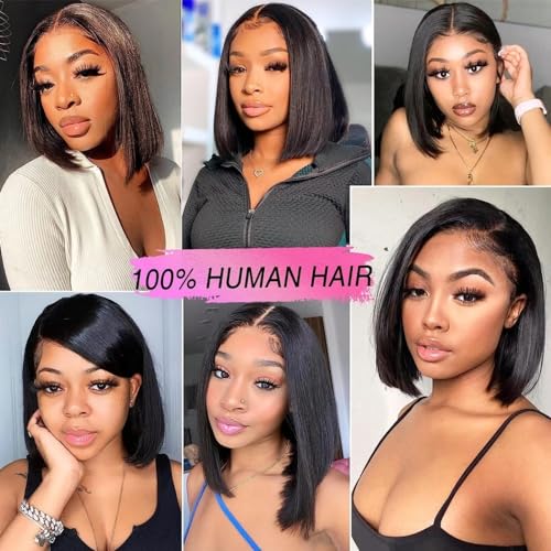 Trilumity 13X4 Bob 200 Density Straight Human Hair - Natural Color Hair Replacement Wig