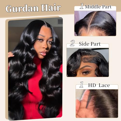 Trilumity Real 200 Density 13X6 Body Wave Human Hair - Natural Black Hair Replacement Wig