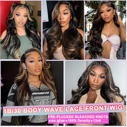 Trilumity Highlight Balayage 13X6 Body Wave Human Hair - Natural Black Hair Replacement Wig