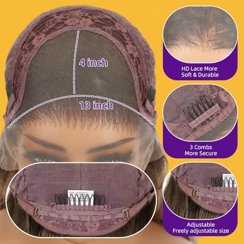 Trilumity Ash Blonde Layered Deep Wave 100% Human Hair - Natural Black Hair Replacement Wig