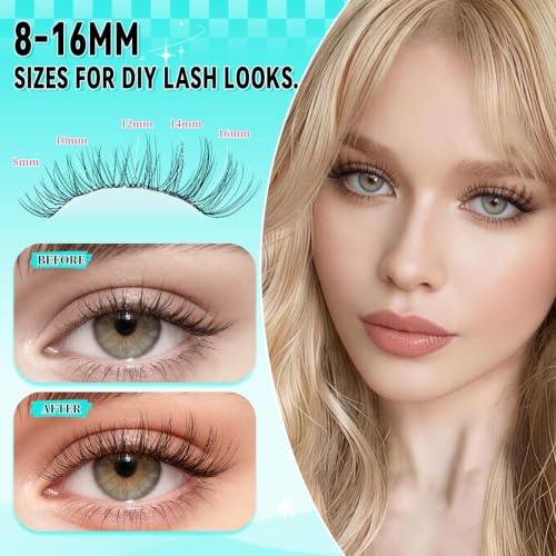 Trilumity Lash Clusters Wispy Faux Mink Fiber - Clear False Lashes