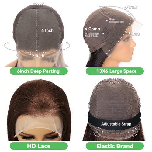 Trilumity Chocolate Brown 13X6 Front Body Wave 100% Human Hair - Brown Hair Replacement Wig