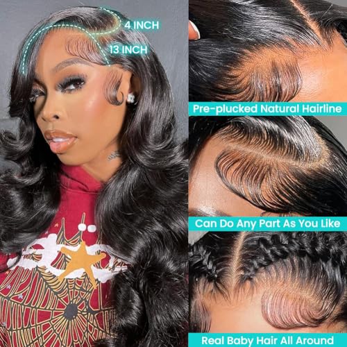 Trilumity 13X4 Hd Transparent Al Body Wave Human Hair - Natural Black Hair Replacement Wig