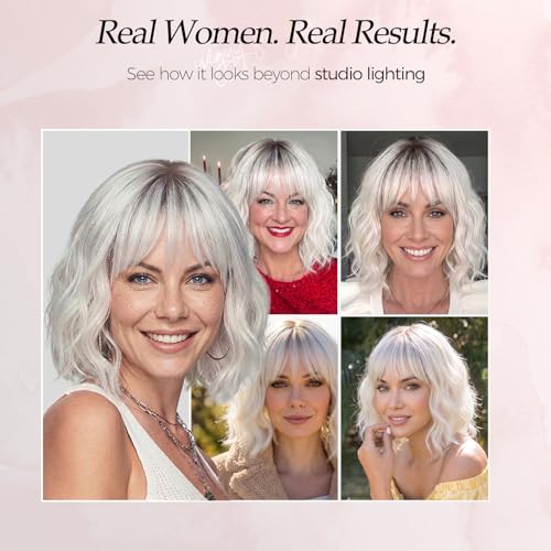 Trilumity Light Platinum Blonde Bob Synthetic Fiber - Natural Black Hair Replacement Wig
