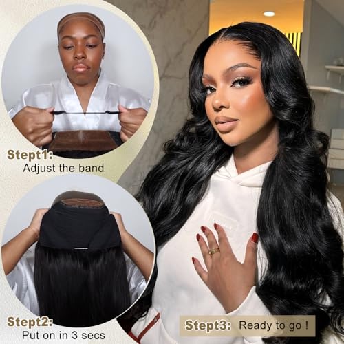 Trilumity Glueless Pre Cut 9X6 Body Wave Human Hair - Natural Black Hair Replacement Wig