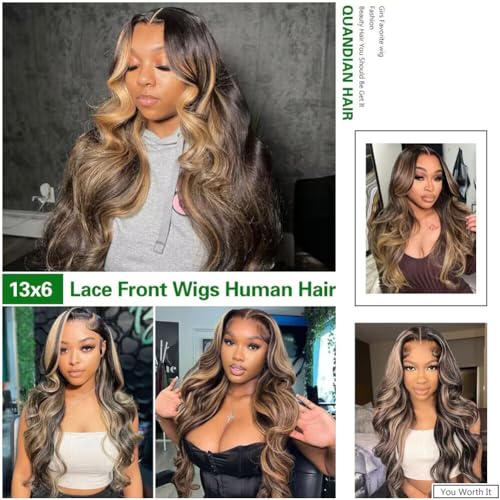 Trilumity 13X6 Balayage Highlight Body Wave Human Hair - Natural Black Hair Replacement Wig