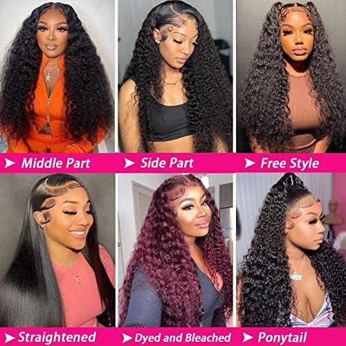 Trilumity 180 Density 13X4 Hd Deep Wave Human Hair - Natural Black Hair Replacement Wig