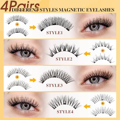 Trilumity Magnetic 4 Pair Reusable Wispy Faux Mink Fiber - Black False Lashes