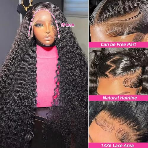 Trilumity 13X6 For Women Deep Wave Human Hair - Natural Color Hair Replacement Wig
