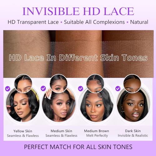 Trilumity 7X6 Glueless Pre Cut Body Wave Human Hair - Natural Color Hair Replacement Wig