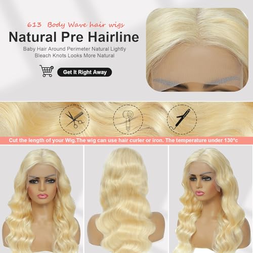 Trilumity 613 13X6 Blonde 13X6 Body Wave Human Hair - Natural Black Hair Replacement Wig