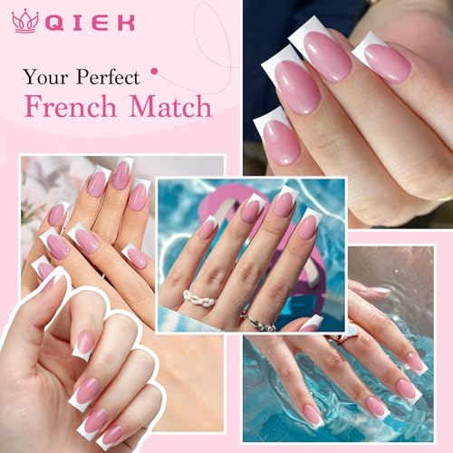 Trilumity French Tips Deep Pink Short Square Soft Gel - Pink Press On Nails