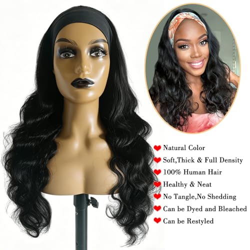 Trilumity Headband Glueless Headband For Body Wave Brazilian Virgin Hair - Natural Black Hair Replacement Wig