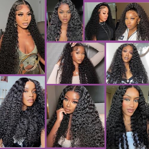 Trilumity 13X6 Hd Transparent For Deep Wave Human Hair - Natural Black Hair Replacement Wig