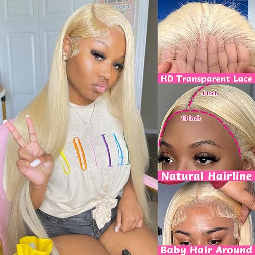 Trilumity 613 13X4 Blonde Straight Human Hair - Natural Black Hair Replacement Wig