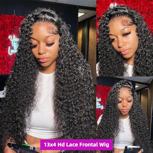 Trilumity For Woman 13X4 Hd Deep Wave 100% Human Hair - Natural Black Hair Replacement Wig