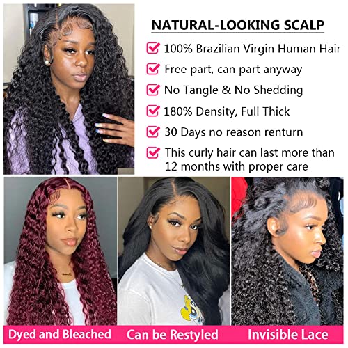 Trilumity 13X4 For Women Deep Wave Human Hair - Natural Black Hair Replacement Wig