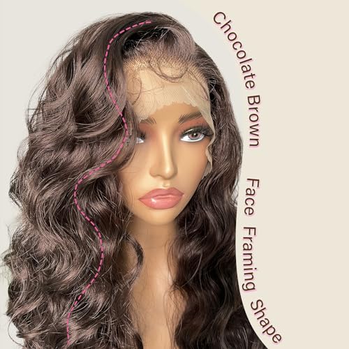 Trilumity Brown 13X6 Al Body Wave Synthetic Fiber - Brown Hair Replacement Wig