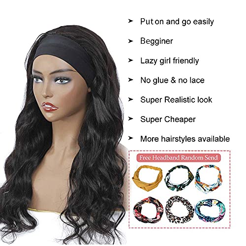 Trilumity Higher Headband Glueless None Body Wave Brazilian Virgin Hair - Natural Color Hair Replacement Wig