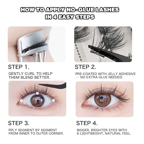 Trilumity Lash Clusters Kit Individual Wispy Faux Mink Fiber - Black False Lashes