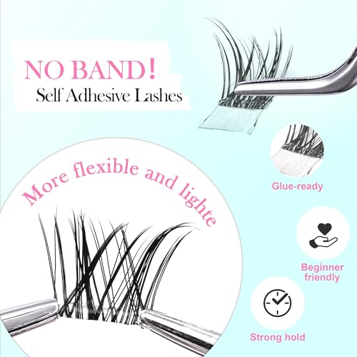 Trilumity Self Adhesive Clusters No Wispy Faux Mink Fiber - Clear False Lashes