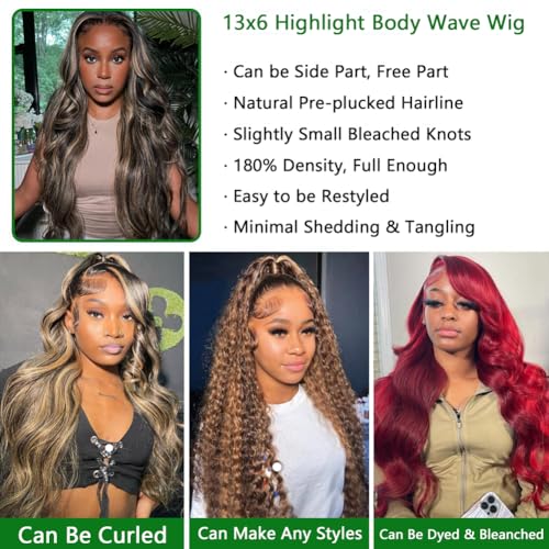 Trilumity 13X6 Balayage Highlight Body Wave Human Hair - Natural Black Hair Replacement Wig