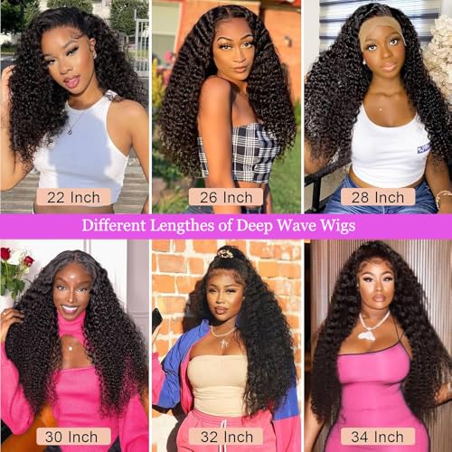 Trilumity 200 Density 13X6 Hd Deep Wave Human Hair - Natural Black Hair Replacement Wig