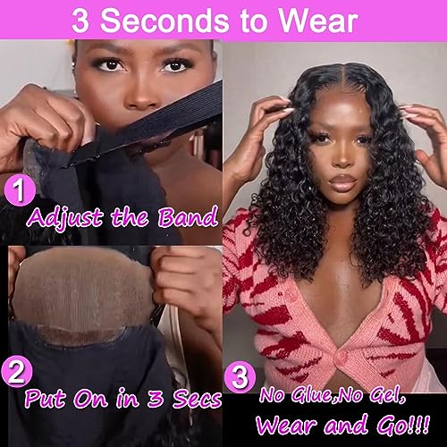 Trilumity Wear And Go Water Wave Human Hair - Natural Black Hair Replacement Wig