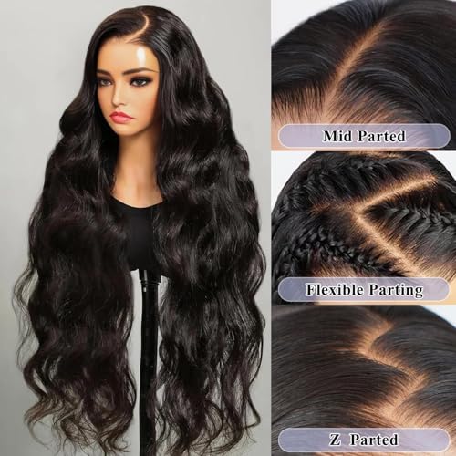 Trilumity 9X6 Wear And Body Wave Human Hair - Natural Black Hair Replacement Wig