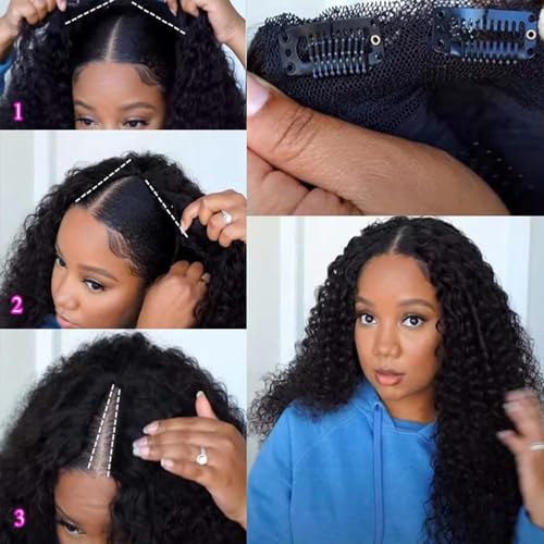Trilumity V Part No Curly Human Hair - Natural Color Hair Replacement Wig