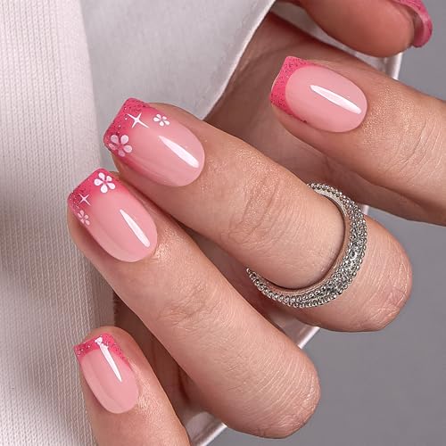 Trilumity Extra Pink Spring Extra Short Square Soft Gel - Pink Press On Nails