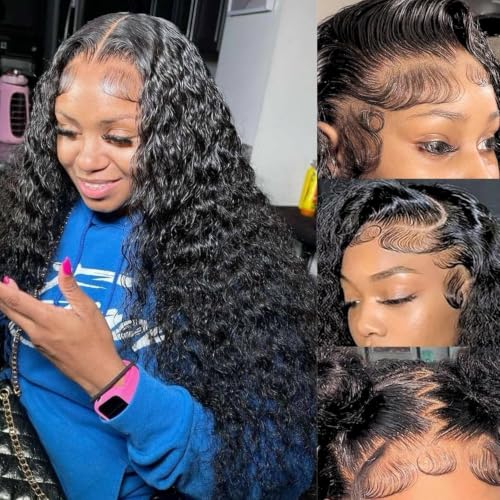 Trilumity Water 13X6 Front Deep Wave 100% Human Hair - Natural Black Hair Replacement Wig
