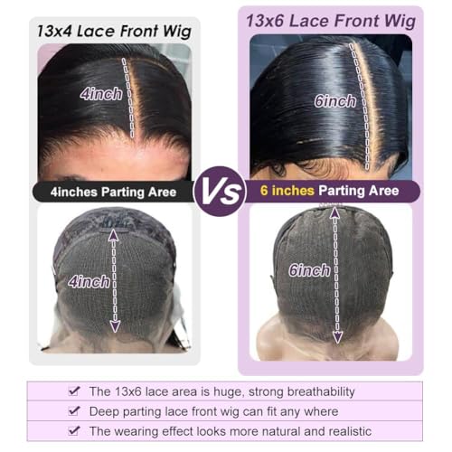 Trilumity 13X6 220 Density Front Body Wave 100% Human Hair - Natural Black Hair Replacement Wig