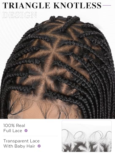 Trilumity Full Lace Braided Deep Wave 100% Human Hair - Brown Hair Replacement Wig