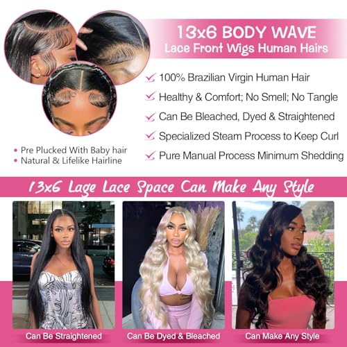 Trilumity 13X6 Front Transparent Glueless Body Wave Human Hair - Natural Black Hair Replacement Wig