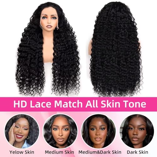 Trilumity 13X6 For Women Deep Wave Human Hair - Natural Color Hair Replacement Wig
