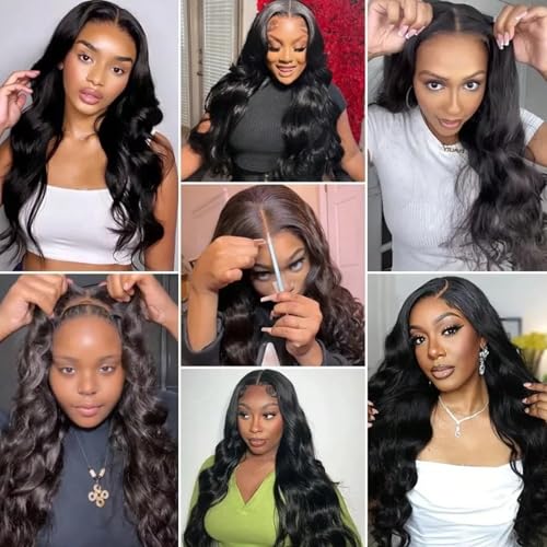 Trilumity 5X5 Glueless Pre Body Wave Human Hair - Natural Black Hair Replacement Wig
